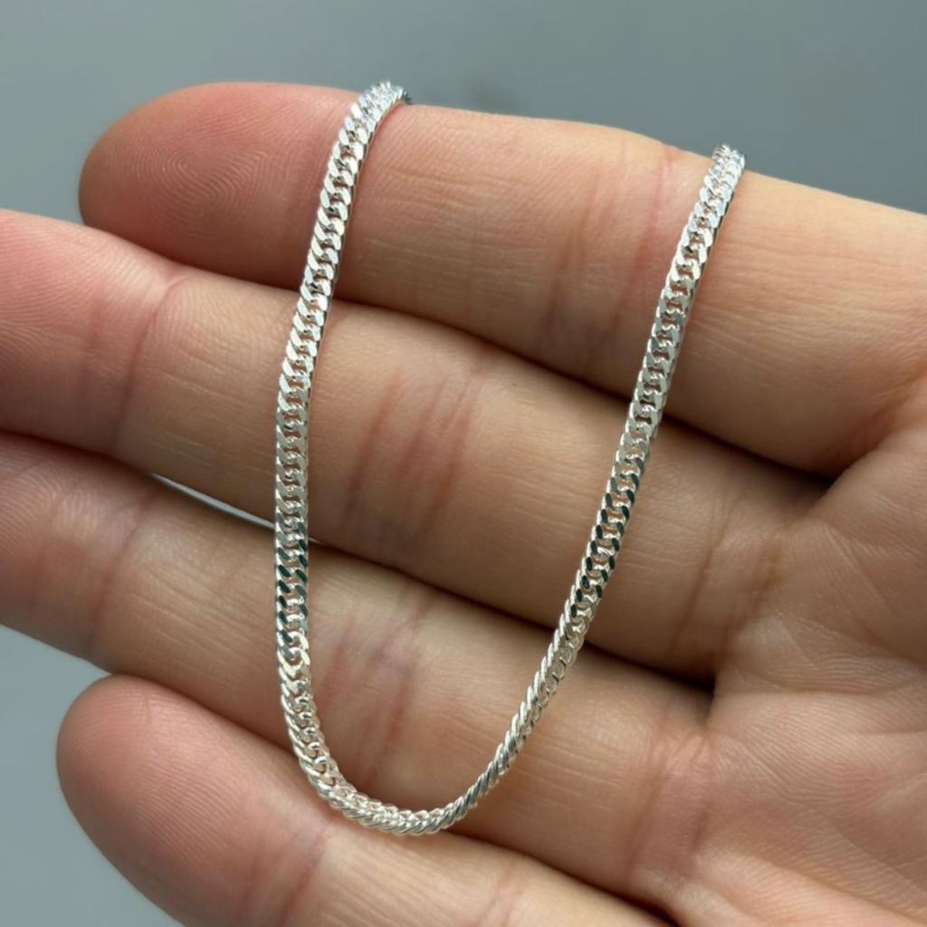 Pulseira Masculina de Prata 925 Grumet Dupla com 2mm e 21cm — imagem 2 de 2