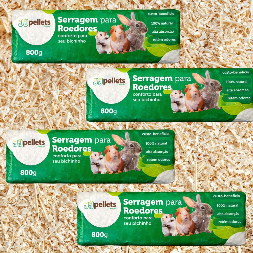 Serragem Prensada para Roedores, Coelhos, Composteira, Hamster KIT 4 X 800G CADA
