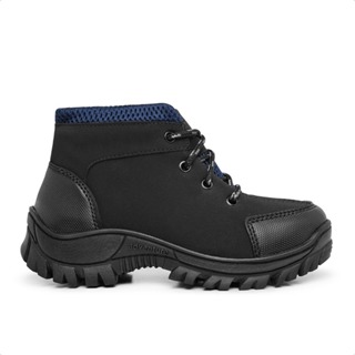 Bota Coturno Preto com Azul Infantil Adventure Tênis Infanto Juvenil Do 27 ao 40 Escolar, Trilha, Lazer e Passeio em Oferta na Shopee
