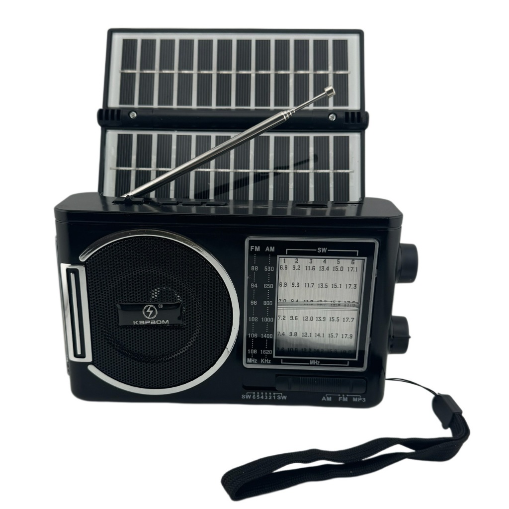 Caixa De Som Solar Bluetooth Radio FM AM SW1-6 8 Band USB/TF Com Lanterna Solar