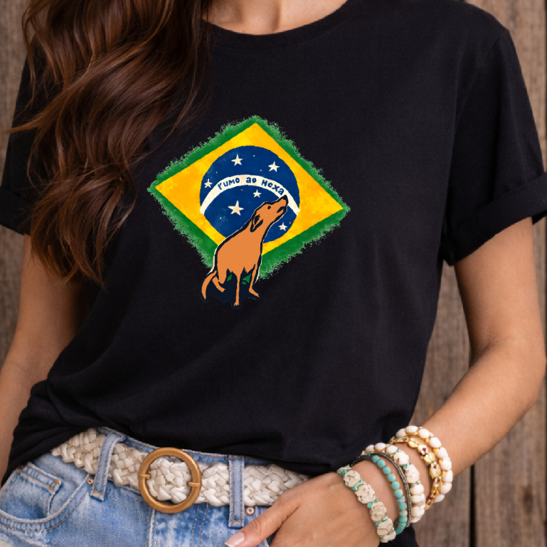 Blusa camiseta Brasil CARAMELO RUMO AO HEXA COPA DO MUNDO, t shirt feminina BRAZIL CORE estilosa criaitva algodão