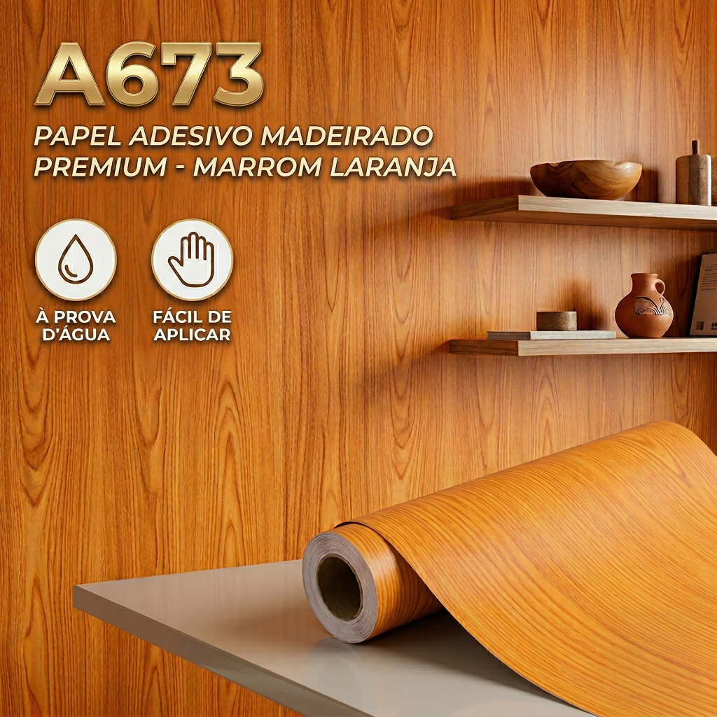 Papel De Parede Adesivo Madeira Peroba Vinil Lavável 5m