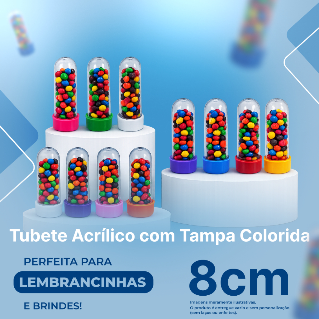 50 unidades Tubetes 8cm - Para Lembrancinhas - Várias Cores