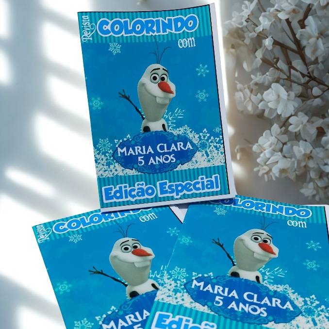 Revistinha de Colorir Personalizada Olaf – Lembrancinha de Aniversário Infantil