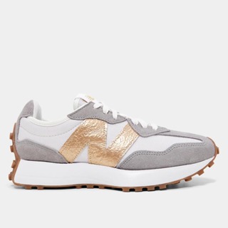 Tênis New Balance 327 V1 Feminino Original Running Casual Cinza Dourado em Oferta na Shopee
