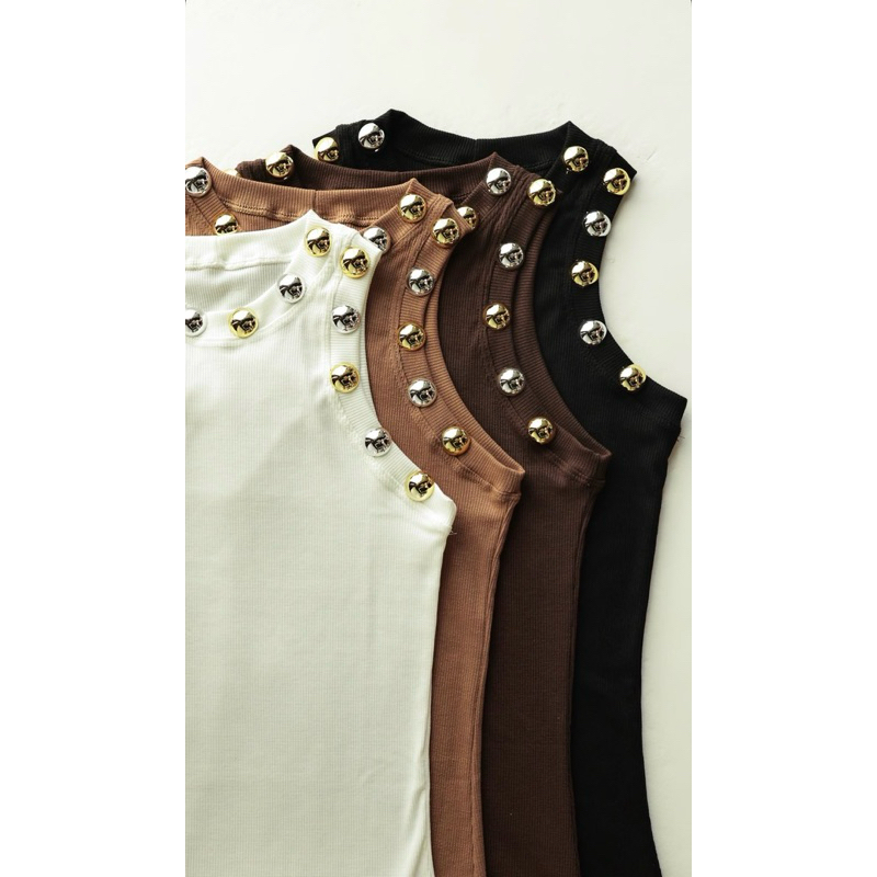 Regata Feminina Canelada com Aplicações Luxo | Blusa Elegante Moda Feminina