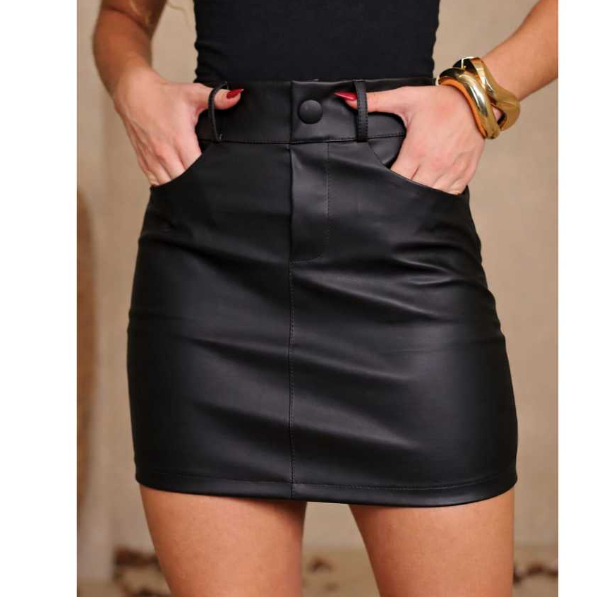 SAIA COURINO FEMININA CON BOLSO CINTURA ALTA CON ZIPER  MODA TENDENCIA P AO GG