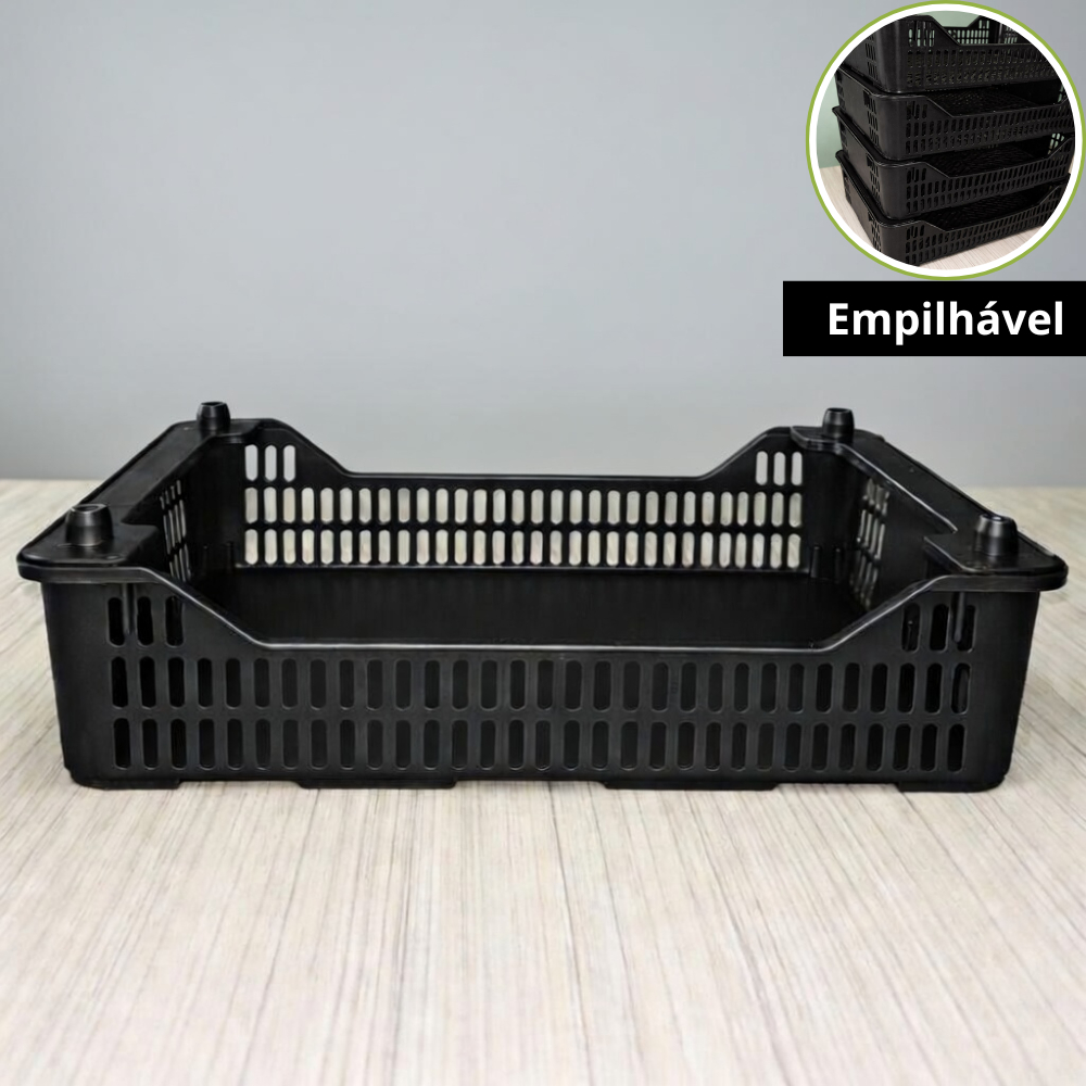 Kit Caixa Plástica para Frutas Empilhável Multiuso Hortifruti Morango Uvas Frutas Reforçada
