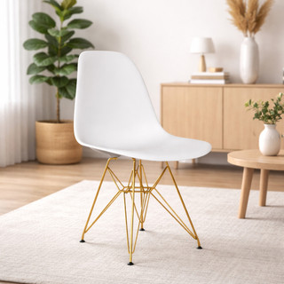 Cadeira Eames Eiffel Base de Ferro Assento Polipropileno Reforçada para Sala e Cozinha