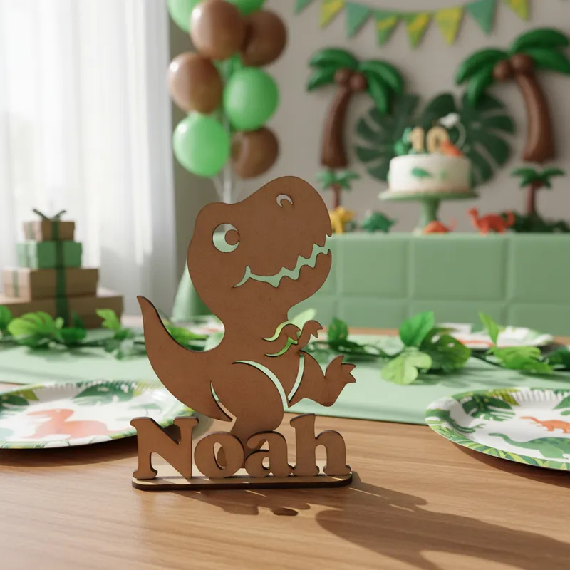Centro De Mesa Lembrancinhas Mdf 3mm Cru Dinossauro Infantil Personalizado