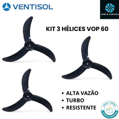 Kit 3 Hélices Ventisol 60cm 3 Pás VOP60 Turbo