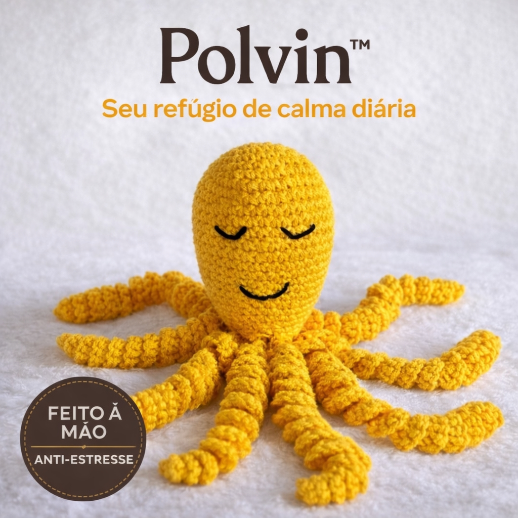 Imagem Polvo Anti Stress Crochê Polvin™ | Alivia Ansiedade e Estresse | Brinquedo Sensorial Calmante | Feito à Mão Macio | Pres