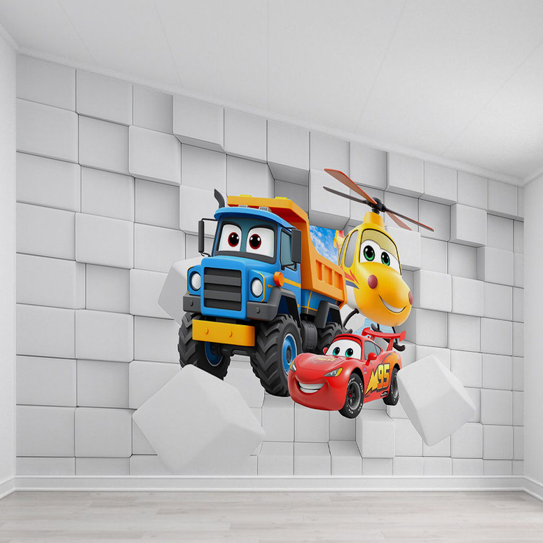 Papel de Parede Adesivo Carros Disney Relampago Macqueen  Personalizado M² PAREDE TODA