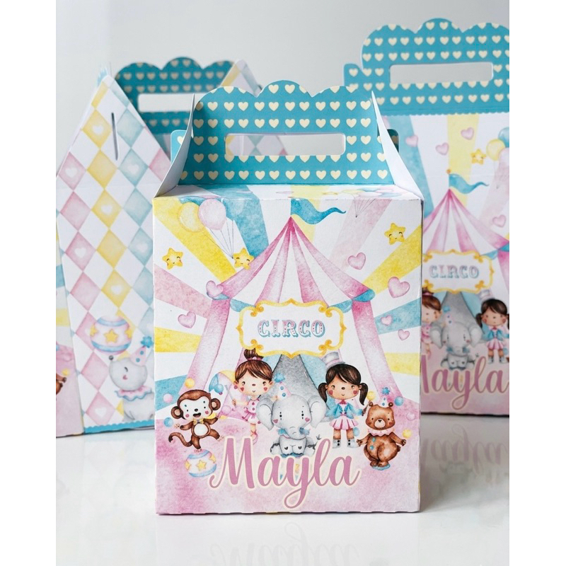 Kit Sacolinhas para lembrancinhas / Maletinha Personalizada / lembrancinhas / Circo Rosa / Todos os temas