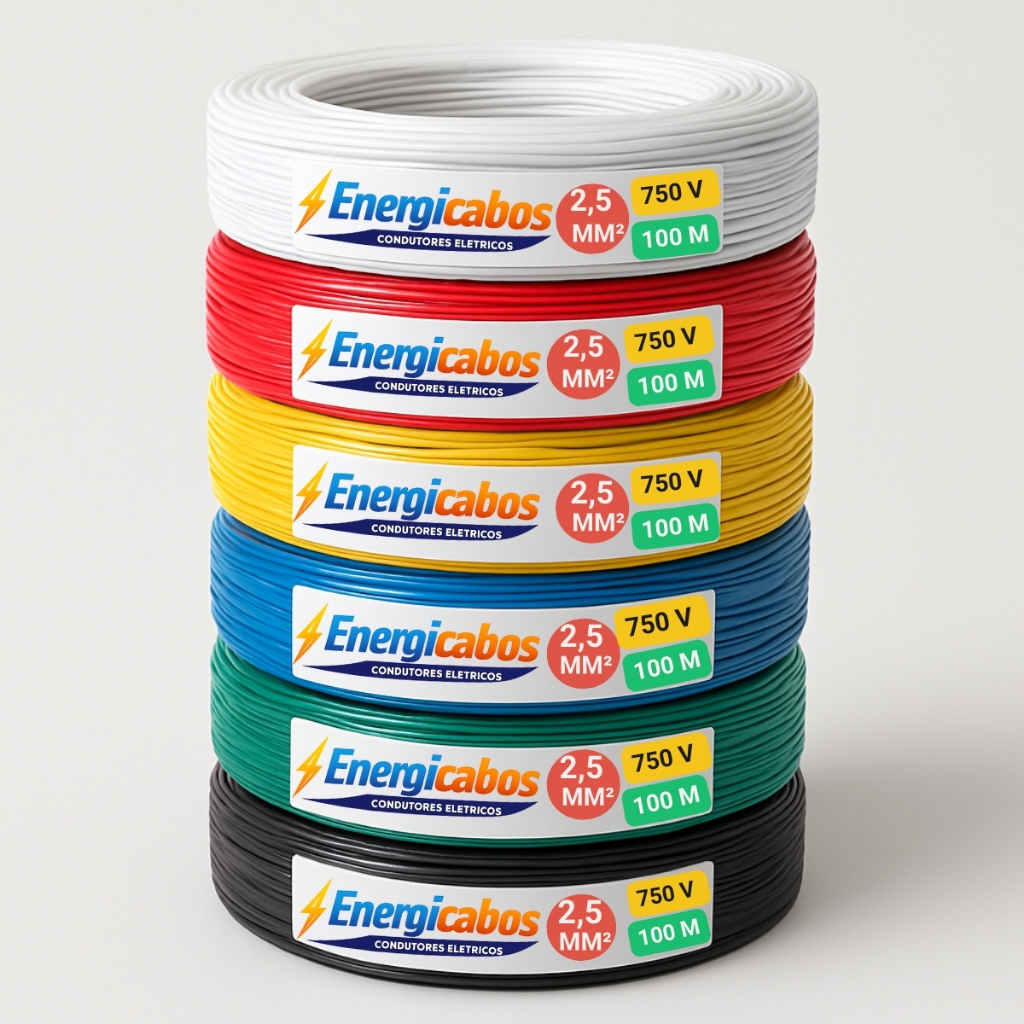 Fio Elétrico 2,5mm Cabo Energia Flexível Rolo 100m 750v Antichama
