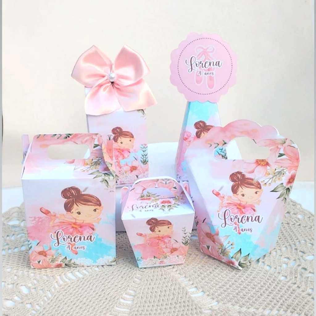 Kit Festa PEGUE E MONTE Bailarina Personalizado Lembrancinhas Caixas Aniversário