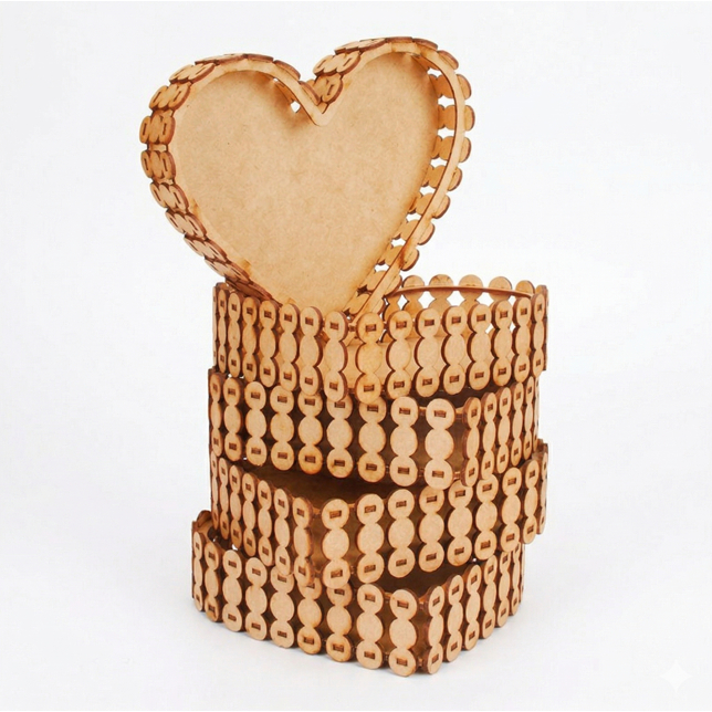 Kit Bandeja Coração Meia Pérola MDF 20x17x5cm PP 5 UNIDADES – Decorativa Artesanal Sem Tampa