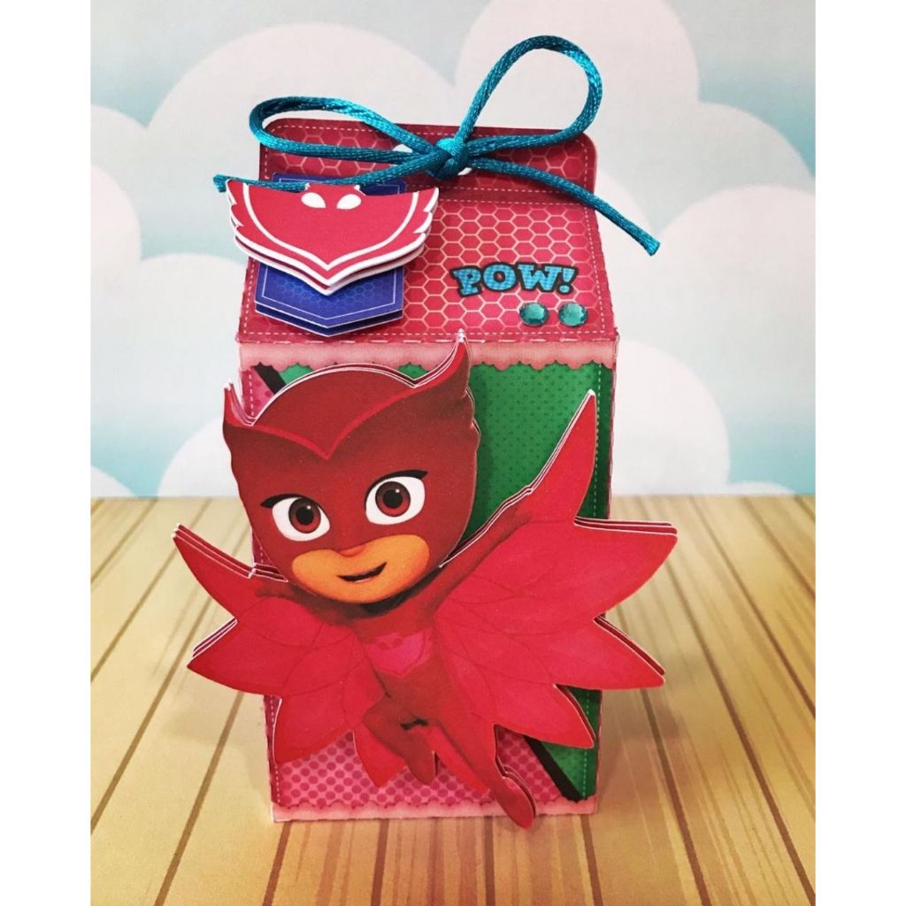 Caixa Milk PJ MASKS MENINA Pegue e Monte Lembrancinha de Aniversário Festa de Aniversário Infantil Decoração