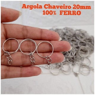 Argola Para Chaveiro Com Corrente - Tamanho 20mm - 50 e 100 unidades