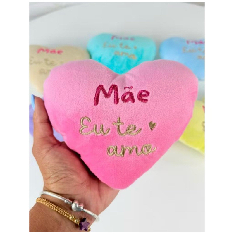 Coração De Pelúcia Dia Das Mães Eu Te Amo 15cm Fofinho para Cestas Presentes Personalizados 1 unidade
