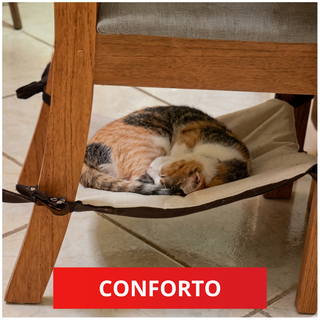 Cama Suspensa para Gatos Rede para Cadeira Caminha Ninho Confortável Pet Filhotes e Adultos Descanso Seguro