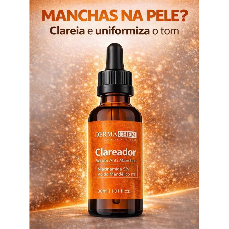 Sérum Clareador Dermachem 30ml Vitamina C Uniformiza e Ilumina a Pele