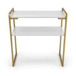 Aparador Buffet Duplo Cantinho De Café Moderno Branco Dourado Resistente MDF Sala Quarto Escritorio