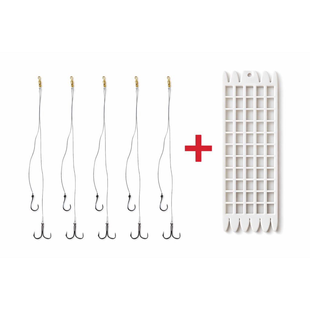 Kit 5 Chicotes Para Tilápia Prontos Para Pesca Com Organizador Porta Chicotes