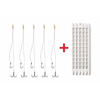 Kit 5 Chicotes Para Tilápia Prontos Para Pesca Com Organizador Porta Chicotes