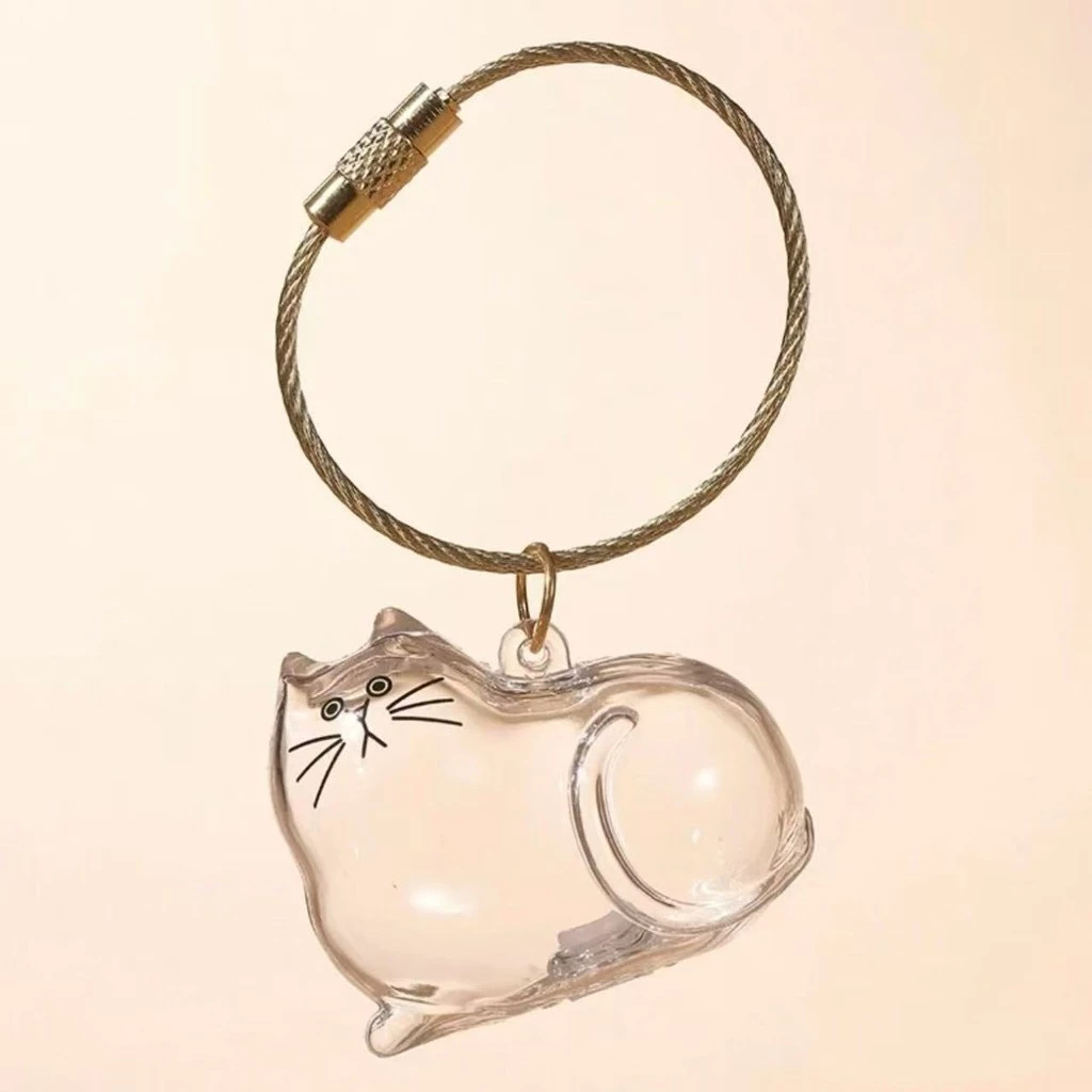 6/12 Cápsula De Armazenamento De Pêlos De Gato Transparente Charme Ovo Torção Caixa Cabelo Chaveiro Memorial Pingente
