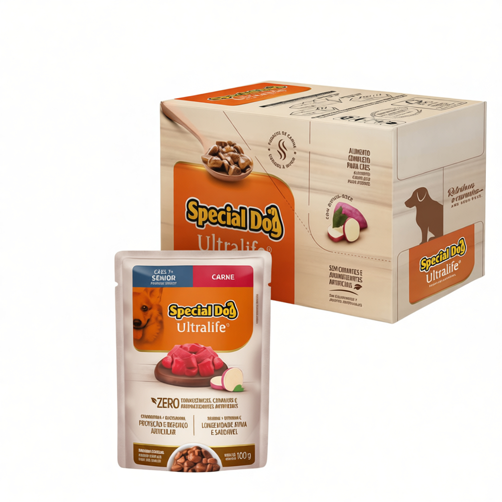 Special Dog Ultralife Sachê para Cães Sênior Sabor Carne 100g - Saúde Articular e Sem Aromatizantes
