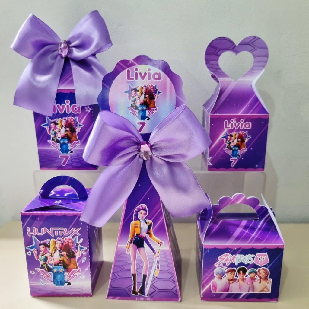 Kit Caixas personalizadas / HUNTRIX Personalizada  /Lembrancinha de Festa /Aniversário HUNTRIX GUERREIRAS KPOP