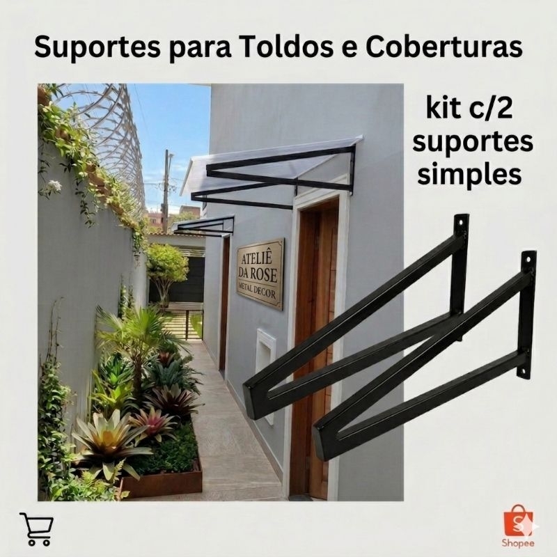 Kit 2 Suportes simples p/ Telhados Declinado para agua de chuva P/ Cobertura Em Geral - Vários tamanhos em Oferta na Shopee