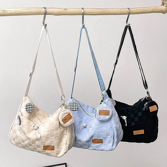Bolsa Feminina Tote Grande Lona Veludo Moda Minimalista Versátil Ombro Grande Capacidade Dia a Dia Trabalho