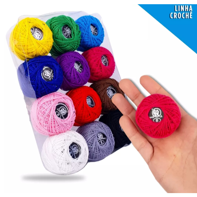 Pacote Com 12 Linhas De Croche Cores Variados Kit Completo em Oferta na Shopee