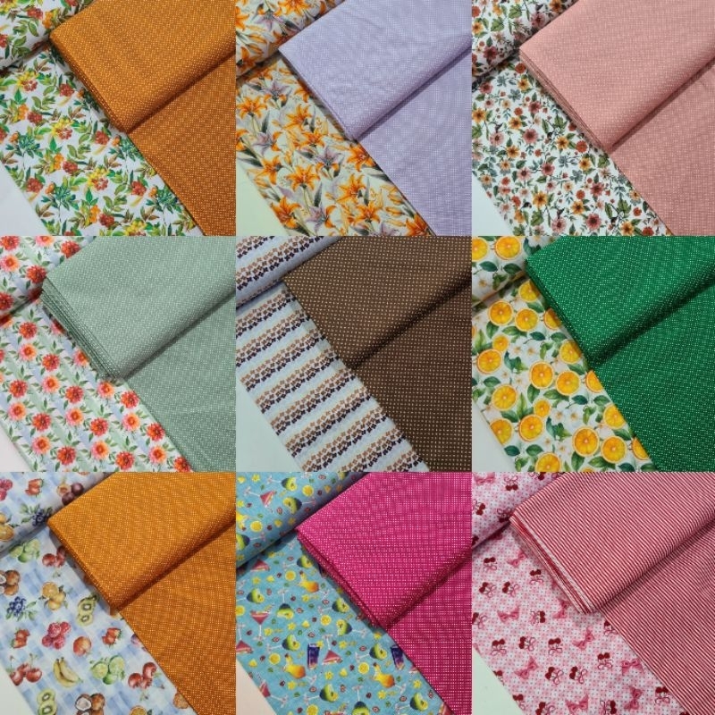 KIT TRICOLINE ALGODÃO COMPOSÊ - 2 CORTES DE 0,50CM x 1,50M