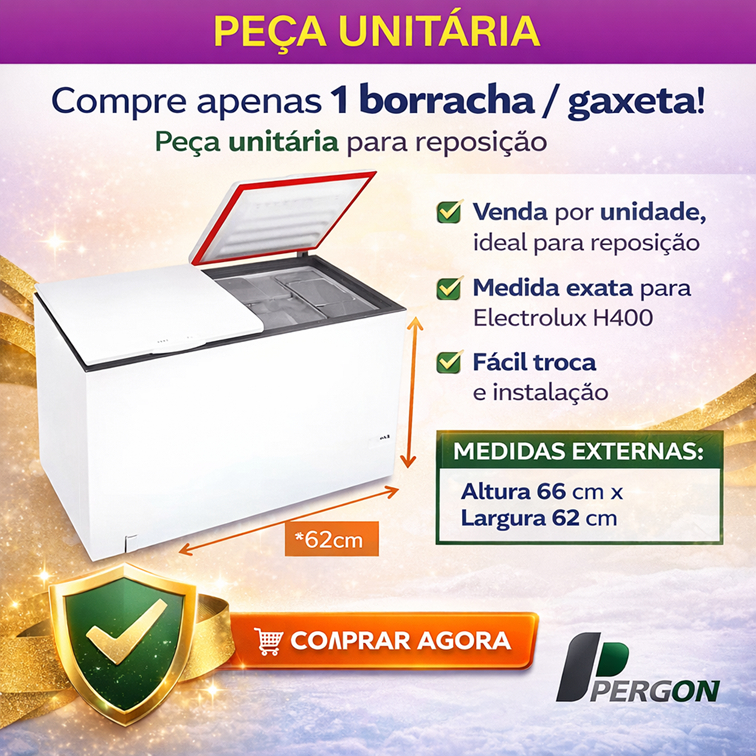 Borracha Freezer H400 Electrolux Pergon Original Gaxeta Vedação Porta Freezer