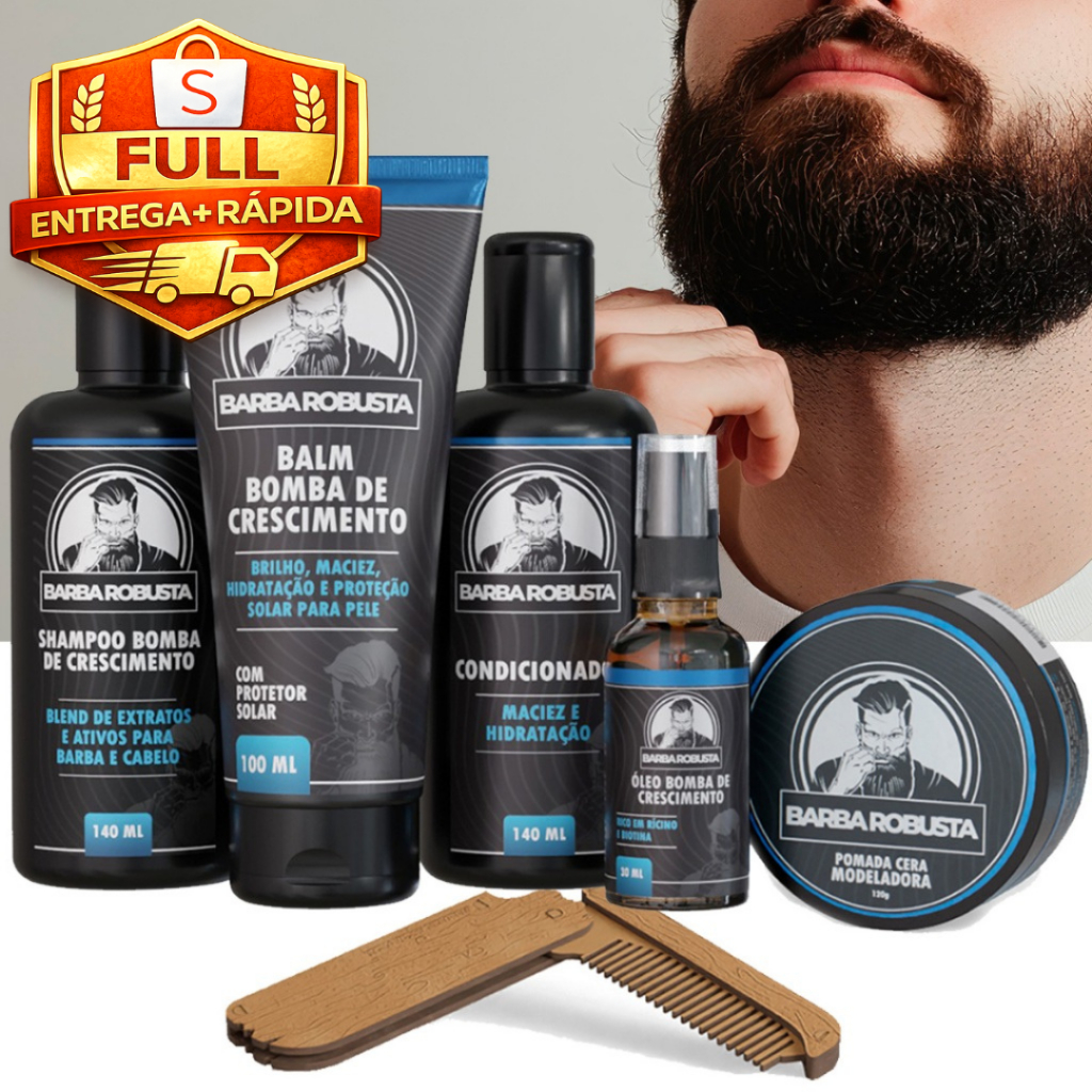 Kit para a barba shampoo balm óleo condicionador cera + pente