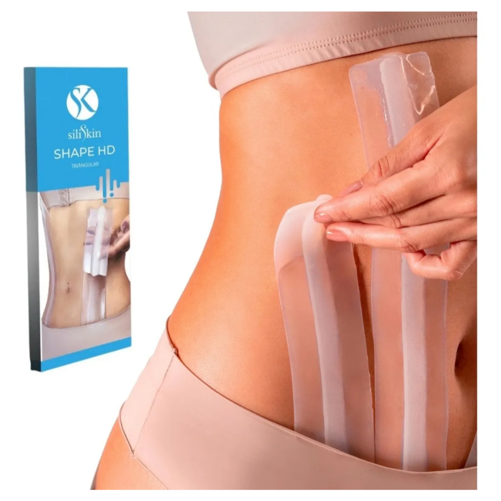 Lâmina Canaleta Silicone Pós Cirúrgica Lipo Hd Adesiva Reutilizável C/ 2 Tiras de 40cm - Siliskin