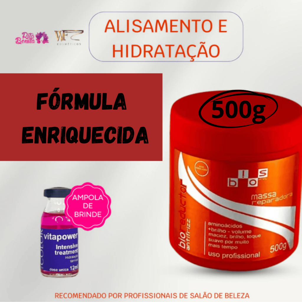 Máscara Selante Escova Progressiva de Uréia Para Cabelos Com Liso Perfeito WF Biosstraty 500g