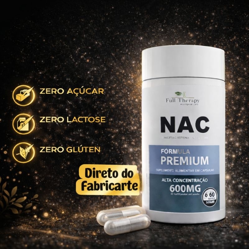 NAC N-Acetil L-Cisteína 600mg - 60 Cápsulas Melhor Custo Benefício Envio Imediato Original em Oferta na Shopee