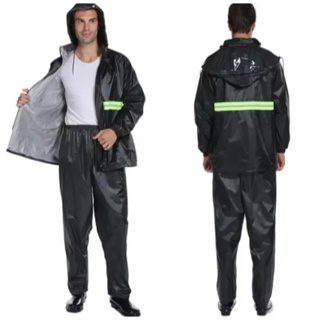 Capa de Chuva Conjunto Completo Para Motoqueiro Com Faixa de sinalizao Calça Jaqueta C/ Capuz em Oferta na Shopee