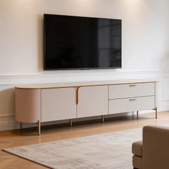 Rack Para Sala de Estar TV 75 Pol Orgânico Dion D05 Off White - Lyam Decor