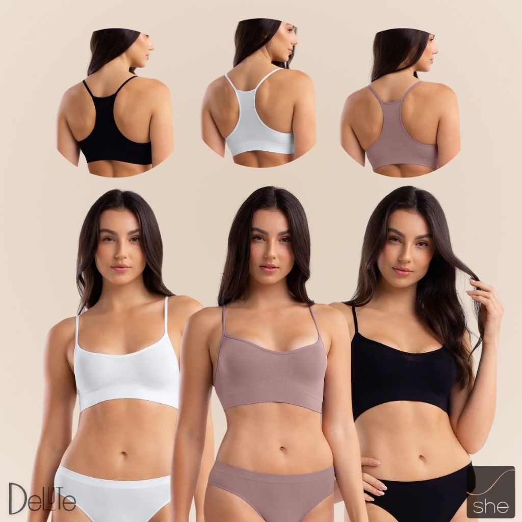 Top Fitness Sport Nadador SHE Em Microfibra Sem Costura Sem Bojo Para Exercicios
