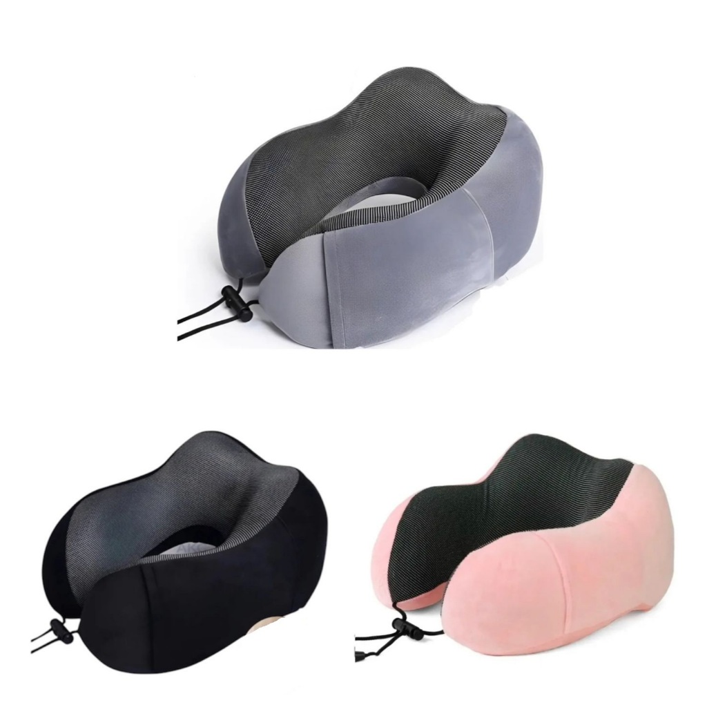 3x Almofada Nasa Travesseiro Pescoço Viagem Fecho Ajustável - Preto, Cinza e Rosa - Escolha a quantidade desejada em Oferta na Shopee