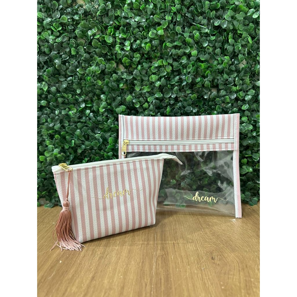 Kit Necessaire Personalizada + Estojo Transparente | Porta Maquiagem | Organizador Feminino | Presente Personalizado