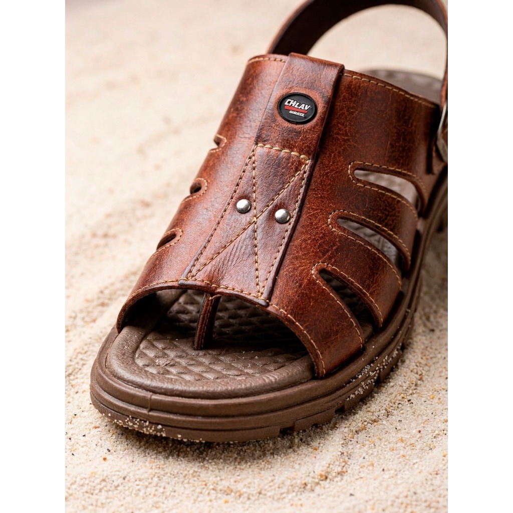 Sandália Chinelo Masculino em Couro Legítimo Antistress - Conforto e Durabilidade