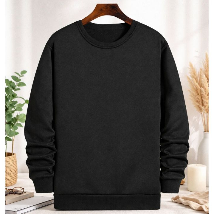 Moletom Gola Redonda Blusa De Frio Básico Careca Casaco Feminino Masculino Flanelado Liso Algodão