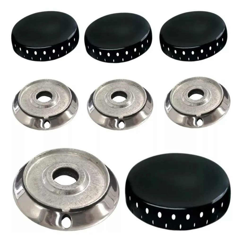 Kit Queimadores + Espalhadores Fogão Dako Luna Supreme 4 bocas 1G - 3P Diâm. do Espalhador Gd Ø 7,3 - Pq Ø 6,0 Cm
