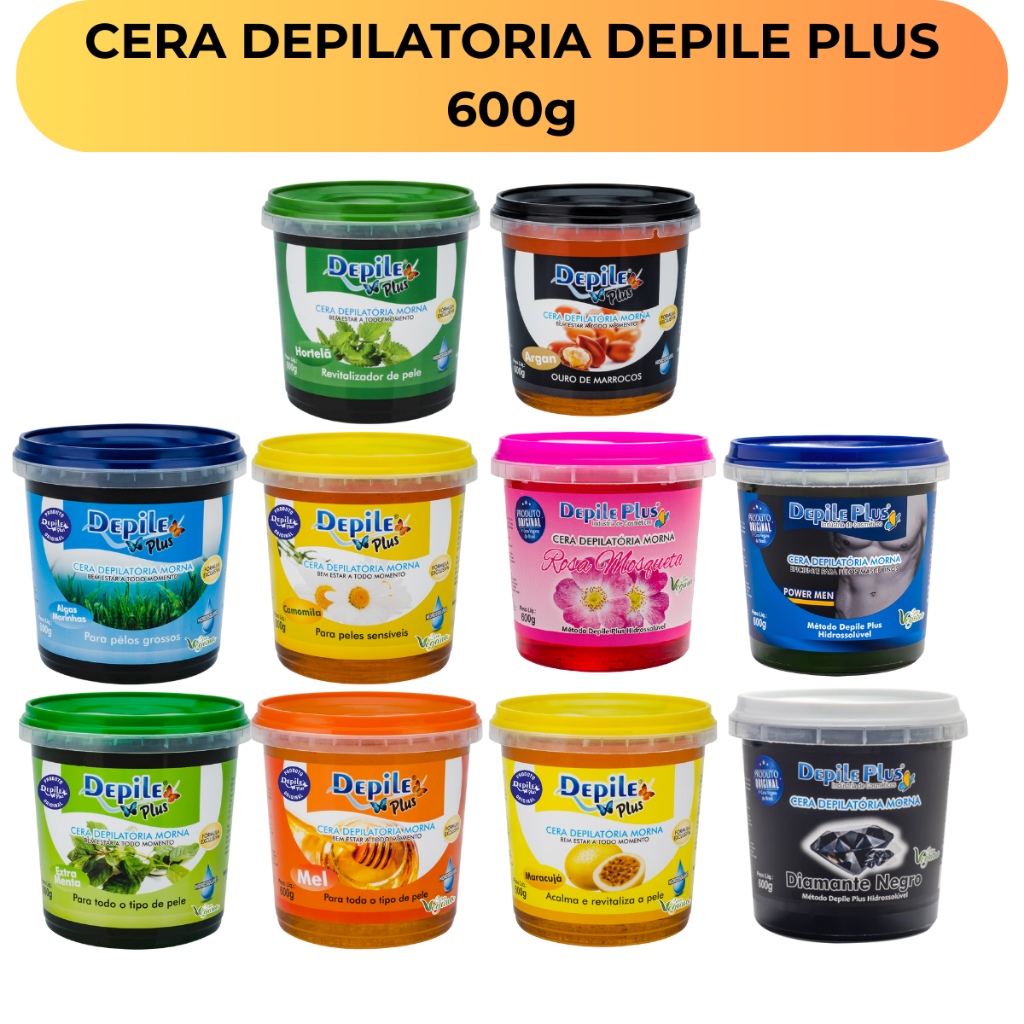 Cera Depilatória 600g Íntima e Corporal Hidrossolúvel Morna Vegana Depile Plus em Oferta na Shopee